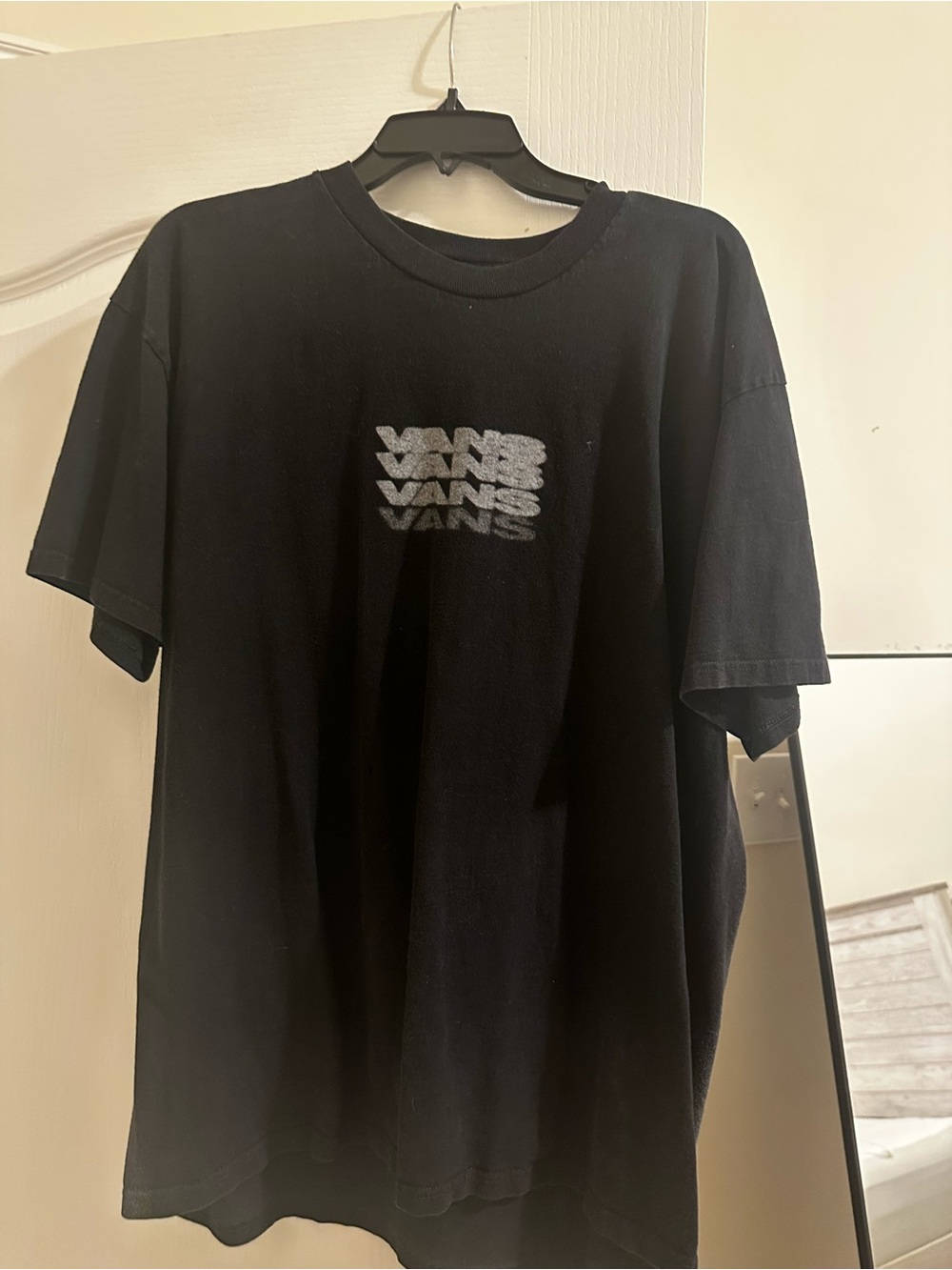 Vans Black Short Sleeve Tee with Stacked Logo